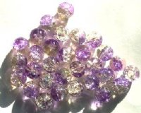 30 10mm Light Yellow & Lilac Crackle Beads